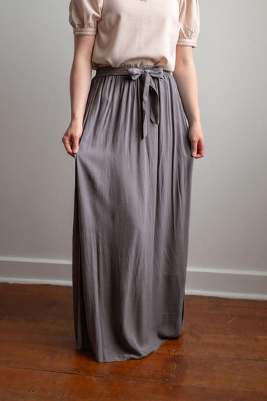 Kristin Maxi Dress Skirt With Tie Waist in Charcoal - Kristin Maxi Dress Skirt With Tie Waist in Charcoal - S - Salt and Honey