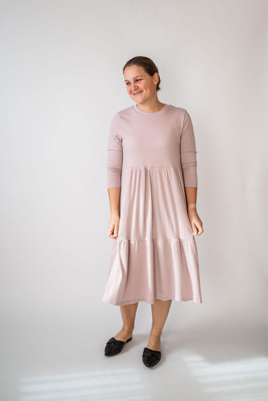 Lacy Ribbed Midi Dress in Dusty Lavender - Lacy Ribbed Midi Dress in Dusty Lavender - undefined - Salt and Honey