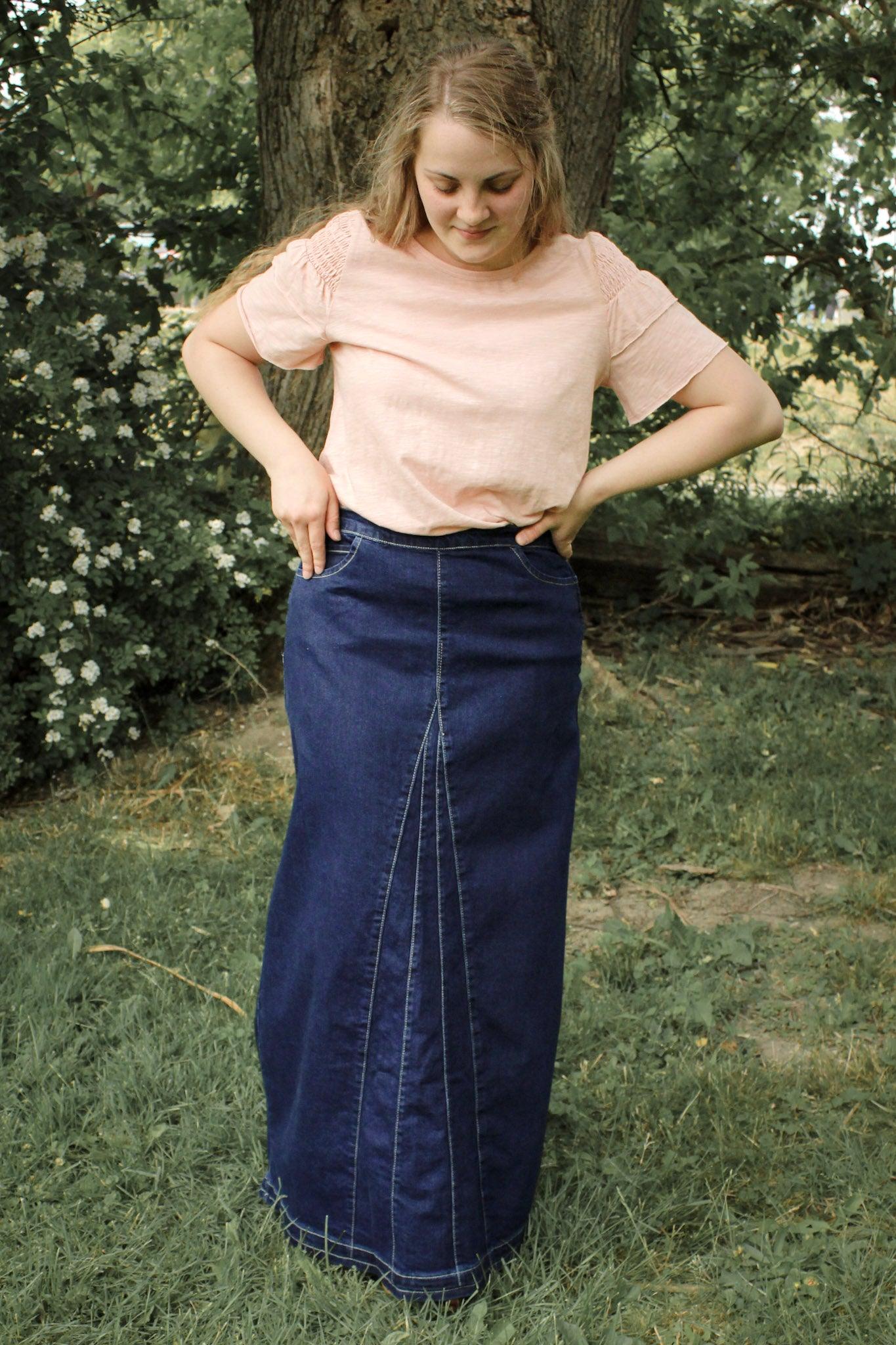 Blue Wash Denim Maxi Skirt | Lafille – motelrocks-com-us