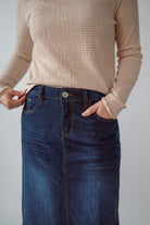 Londyn Denim Maxi Skirt in Dark Wash - Womens - Bottoms - Skirts