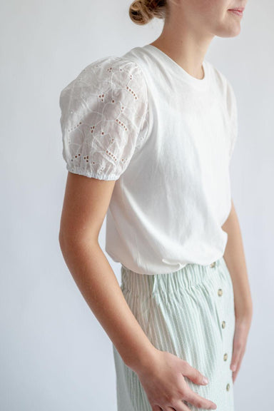 Madison Detailed Sleeve Top in Ivory - Madison Detailed Sleeve Top in Ivory - undefined - Salt and Honey