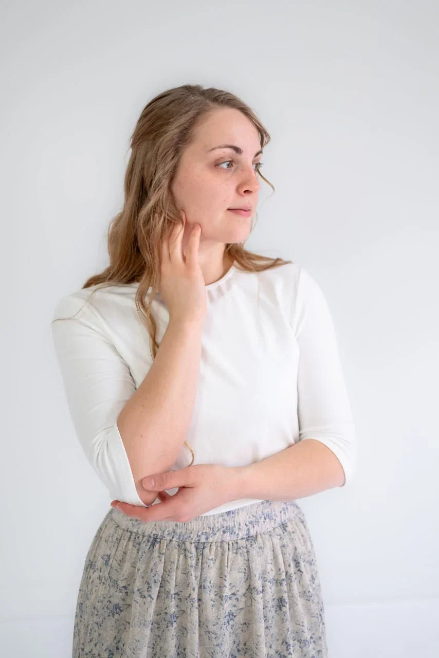 Odette Essential Half Sleeve Top in Ivory - Odette Essential Half Sleeve Top in Ivory - S - Salt and Honey