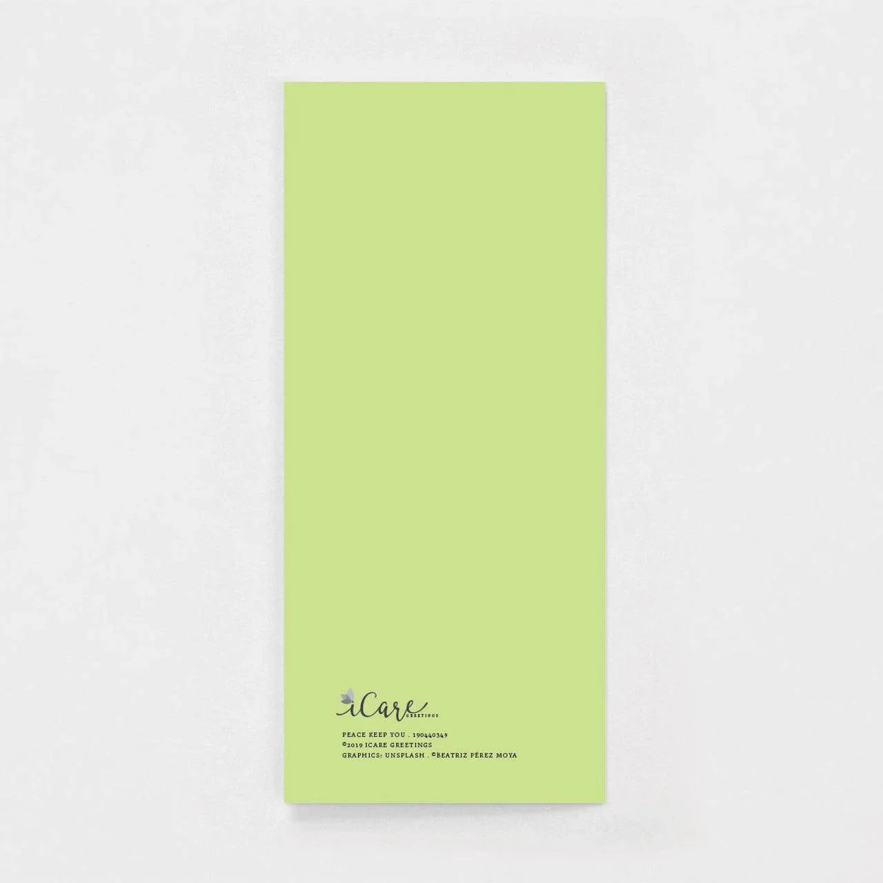 Back of green bridal shower greeting card on white background from Salt and Honey boutique.