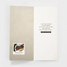 Open masculine birthday greeting card with heartfelt message and Psalm verse on neutral background