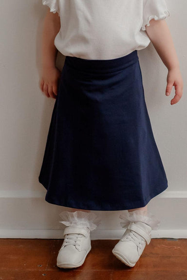 Ruby Knit Girls Midi Skirt in Navy - Ruby Knit Girls Midi Skirt in Navy - XS - Salt and Honey
