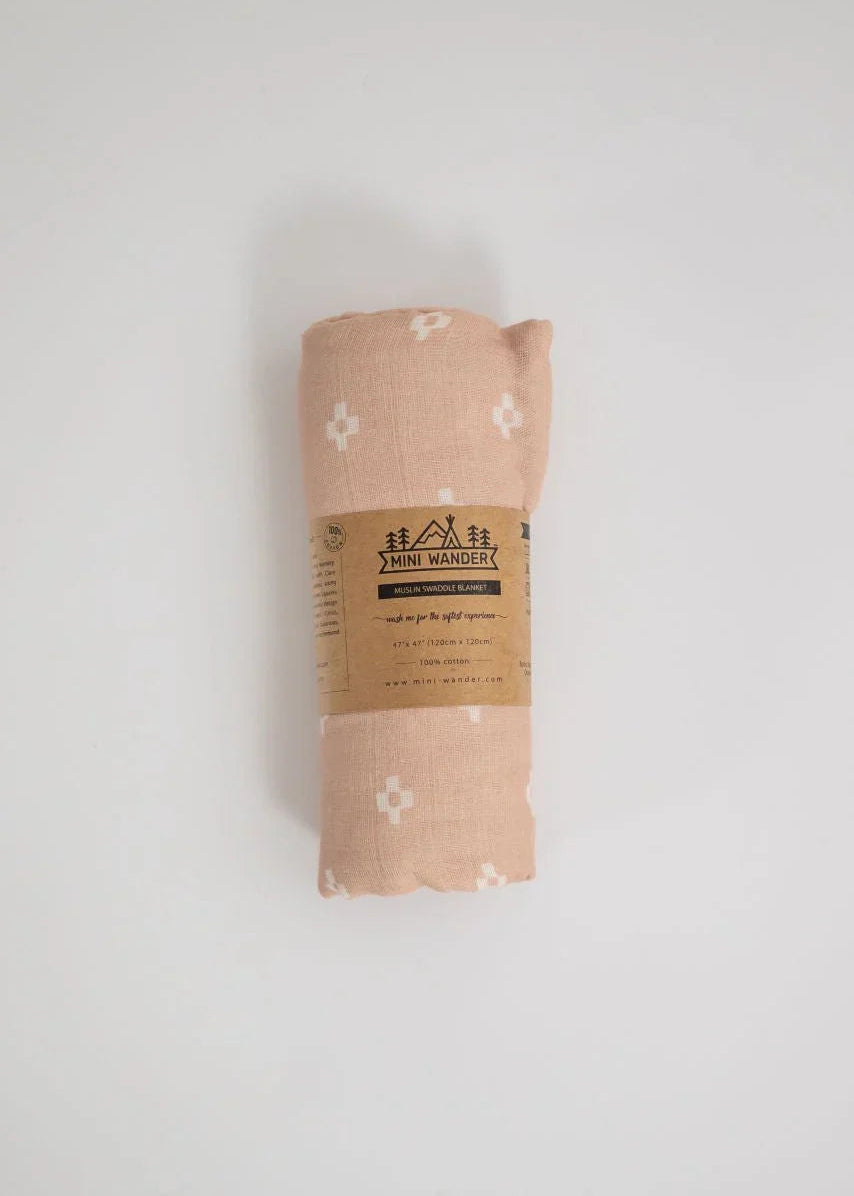 Sand-Pink Square Baby Swaddle - Sand-Pink Square Baby Swaddle - Default Title - Salt and Honey