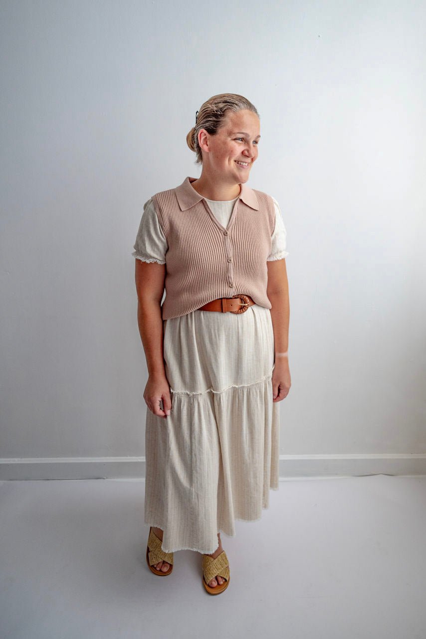 Serena Cotton Midi Dress in Neutral