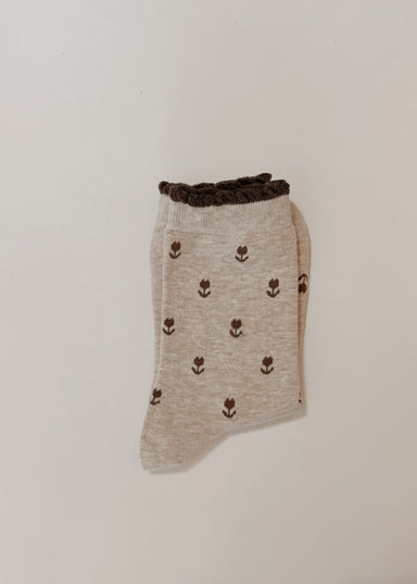 Ditsy Floral Print Socks in Beige - Ditsy Floral Print Socks in Beige - Default Title - Salt and Honey