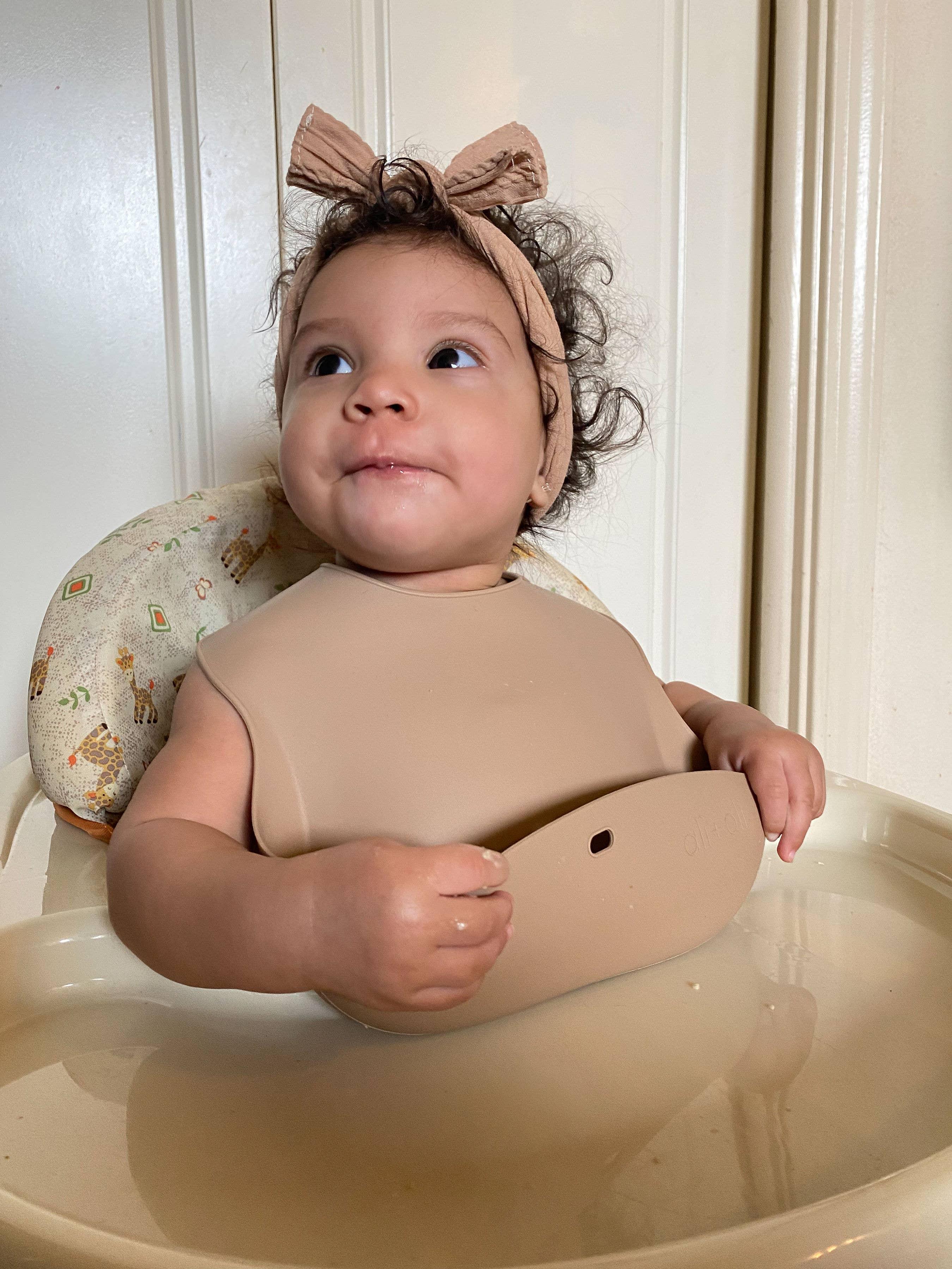 Silicone Baby Bib in Taupe - Silicone Baby Bib in Taupe - undefined - Salt and Honey
