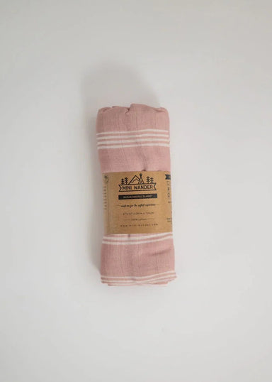 Striped Muslin Swaddle Baby Blanket in Smoke Rose - Striped Muslin Swaddle Baby Blanket in Smoke Rose - Default Title - Salt and Honey