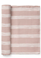 Striped Muslin Swaddle Baby Blanket in Smoke Rose - Striped Muslin Swaddle Baby Blanket in Smoke Rose - Default Title - Salt and Honey