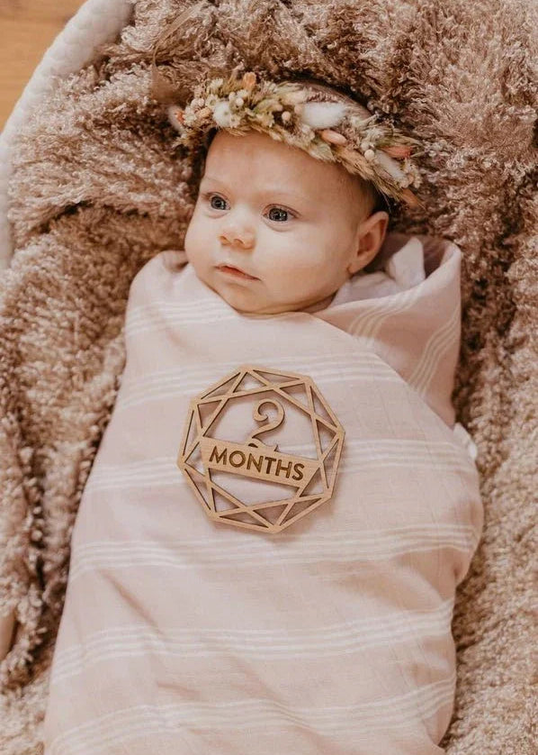 Striped Muslin Swaddle Baby Blanket in Smoke Rose - Striped Muslin Swaddle Baby Blanket in Smoke Rose - Default Title - Salt and Honey