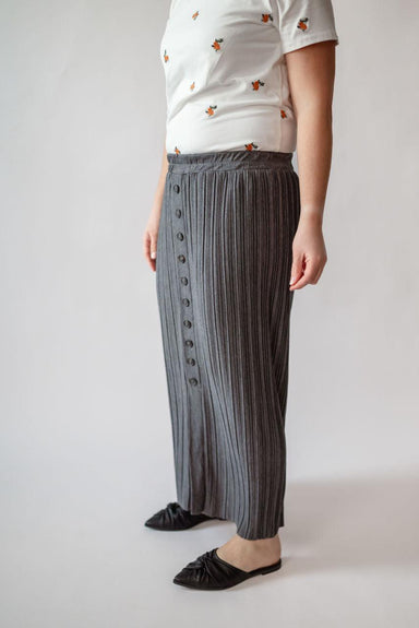 Sydney Pleated Midi Skirt in Charcoal Grey - Sydney Pleated Midi Skirt in Charcoal Grey - undefined - Salt and Honey
