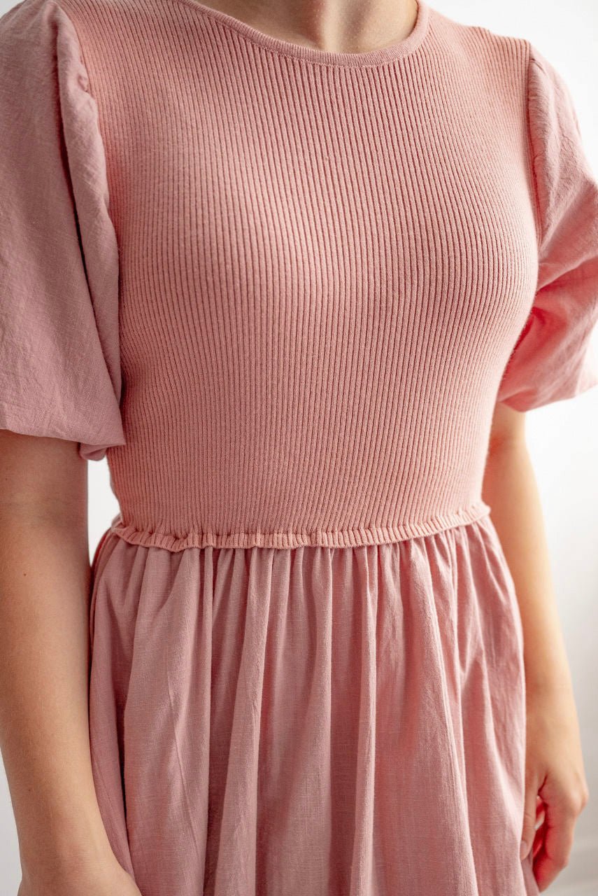 Terra Cotton Midi Dress in Dusty Peach - Final Sale