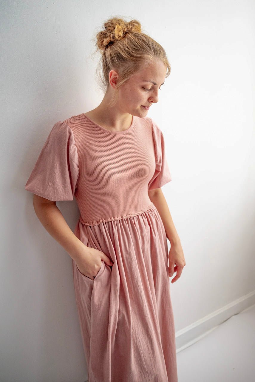 Terra Cotton Midi Dress in Dusty Peach - Final Sale