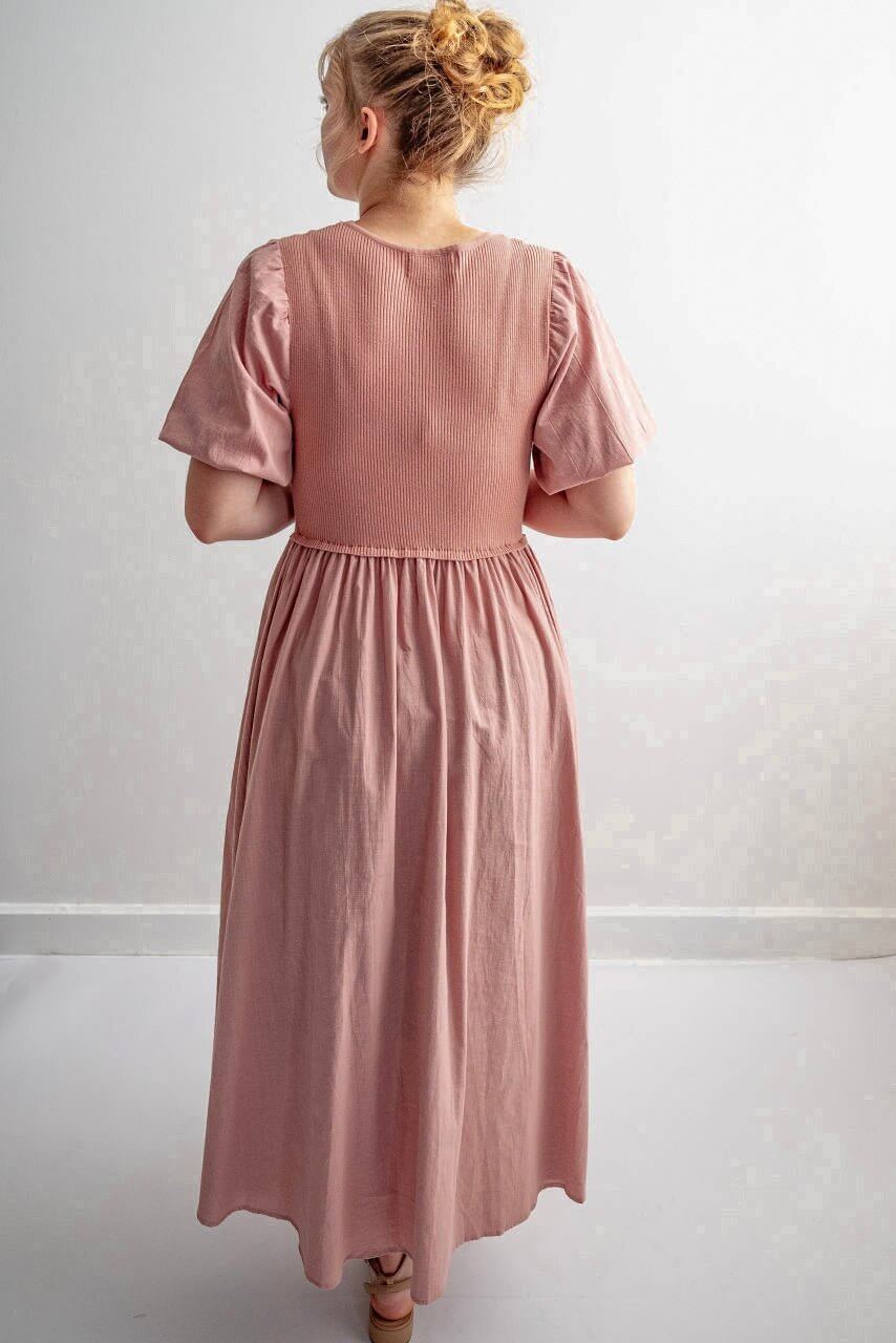 Terra Cotton Midi Dress in Dusty Peach - Final Sale