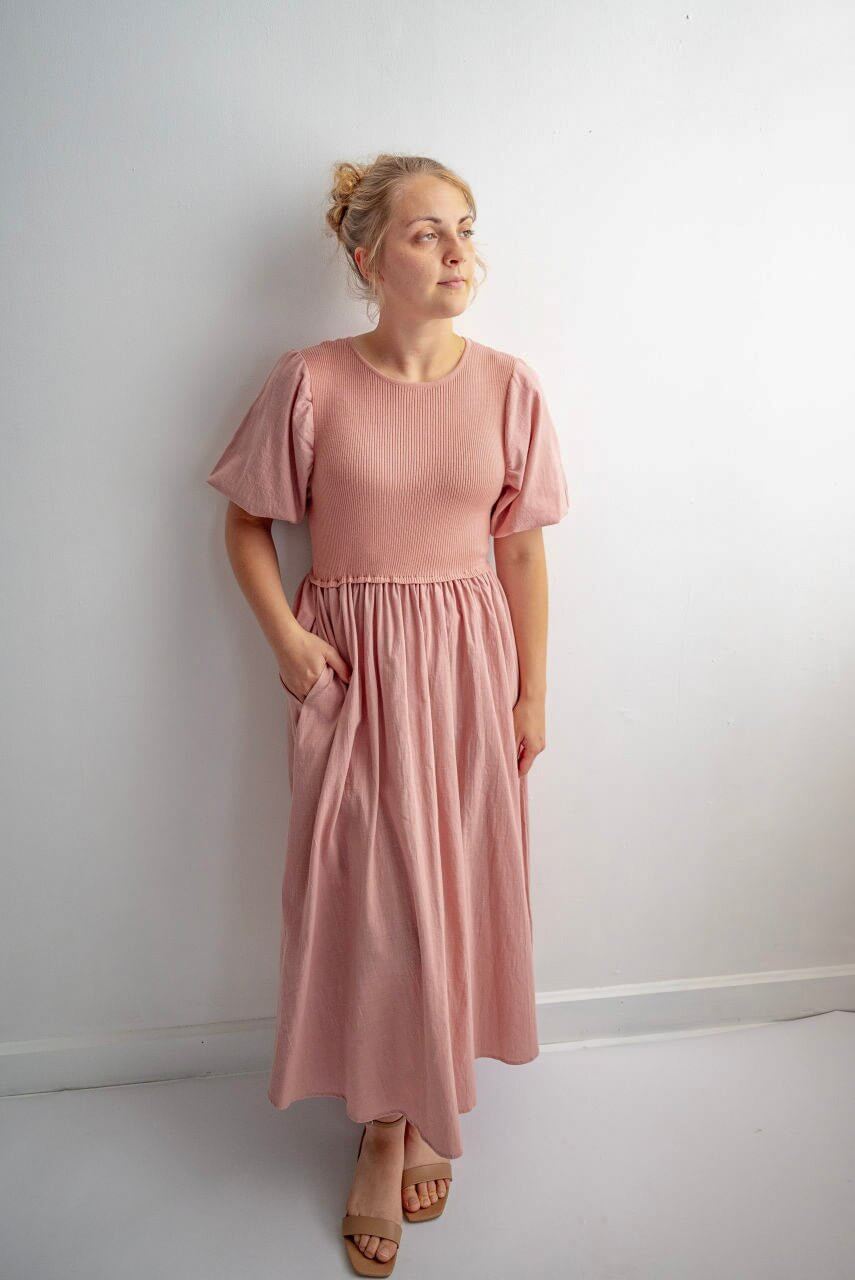 Terra Cotton Midi Dress in Dusty Peach - Final Sale