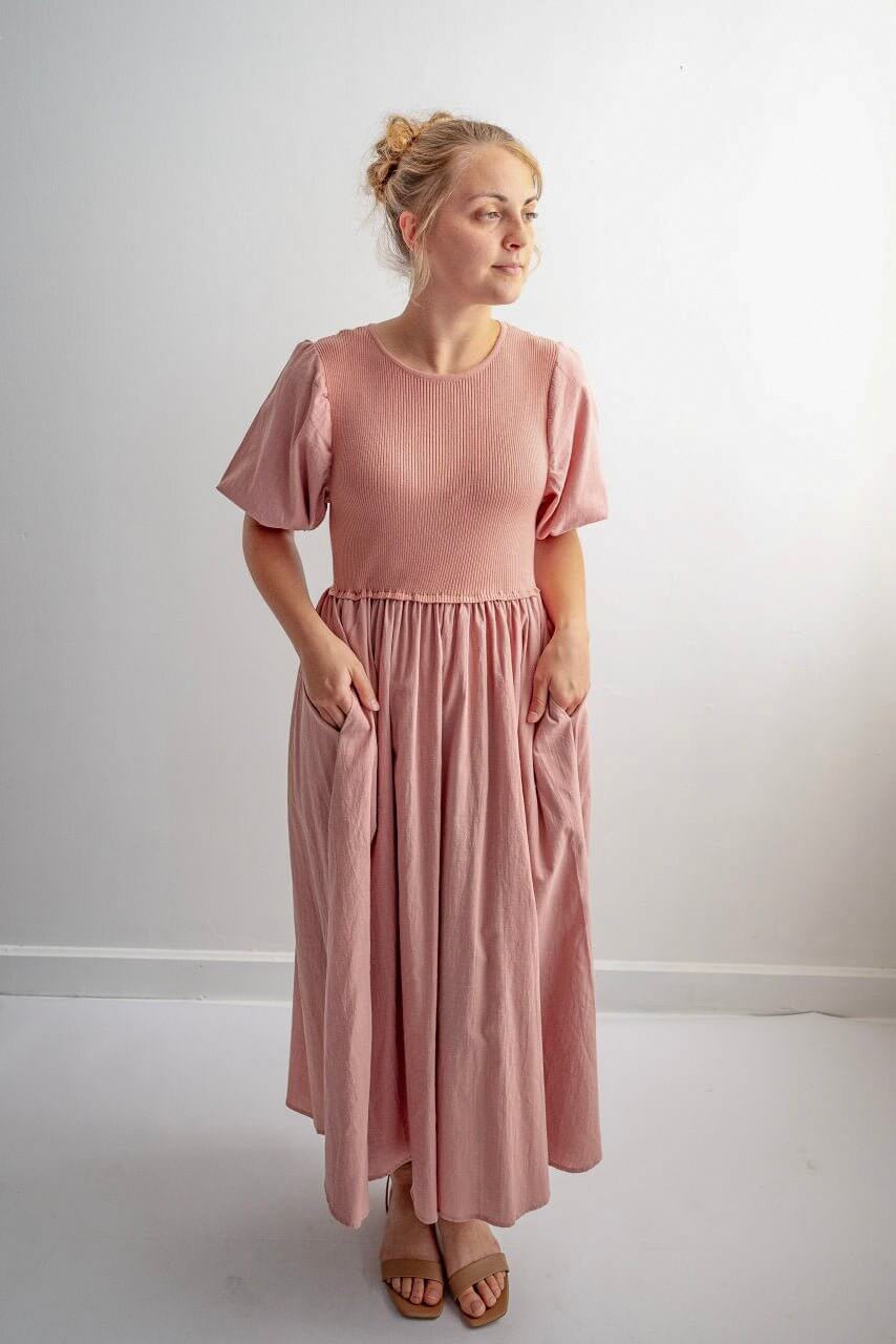 Terra Cotton Midi Dress in Dusty Peach - Final Sale