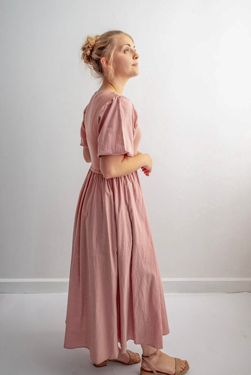 Terra Cotton Midi Dress in Dusty Peach