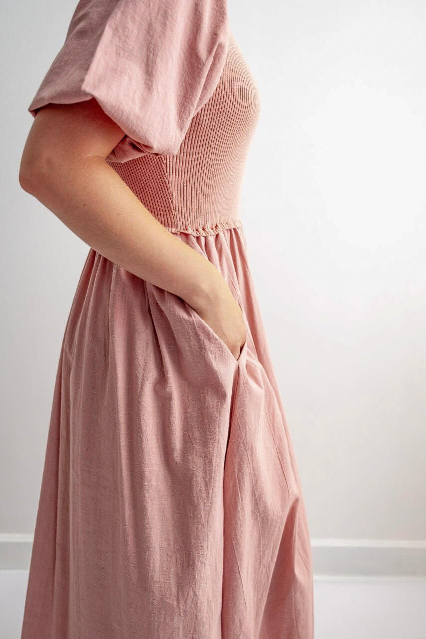 Terra Cotton Midi Dress in Dusty Peach