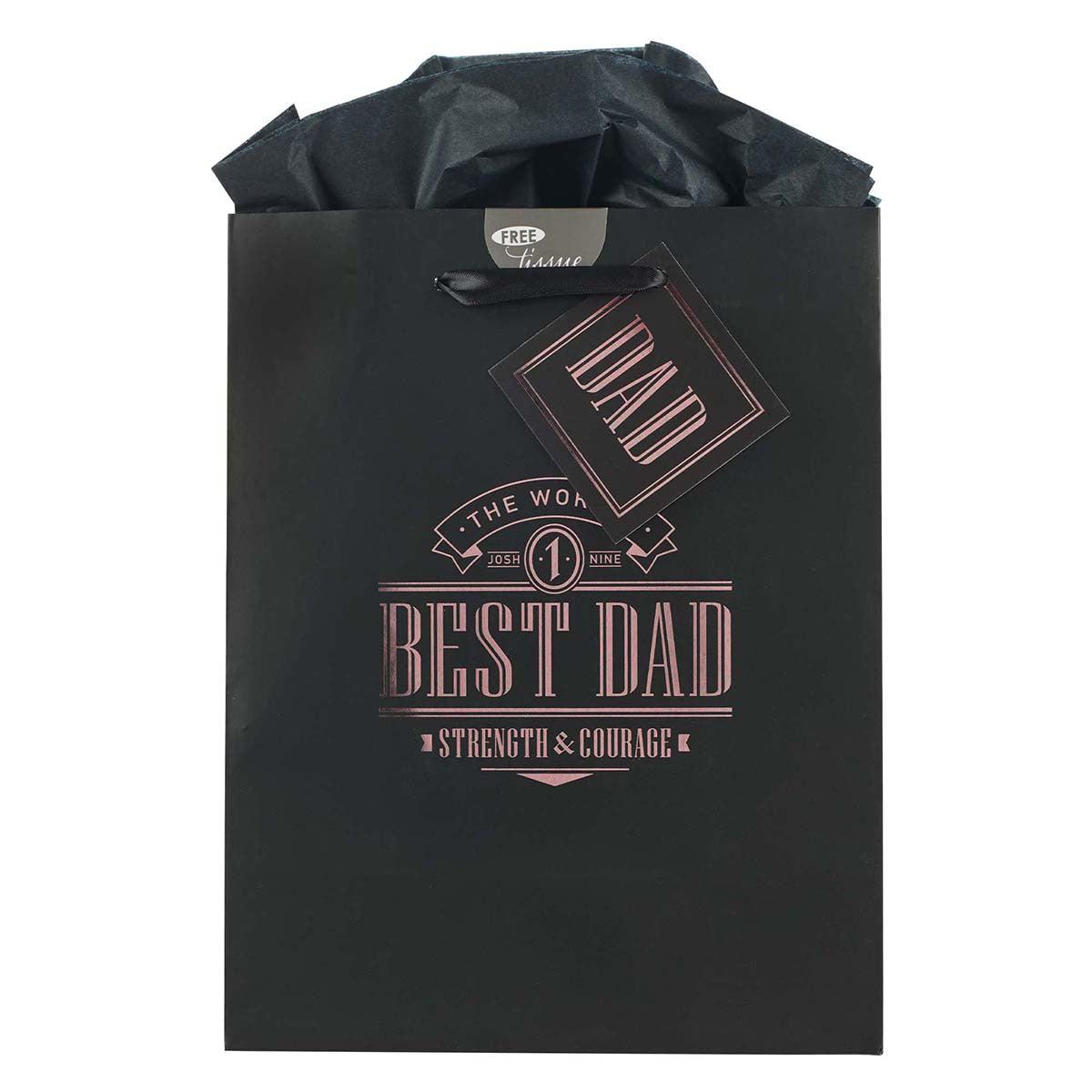 The World's Best Dad Black Medium Gift Bag - Joshua 1:9 - The World's Best Dad Black Medium Gift Bag - Joshua 1:9 - undefined - Salt and Honey