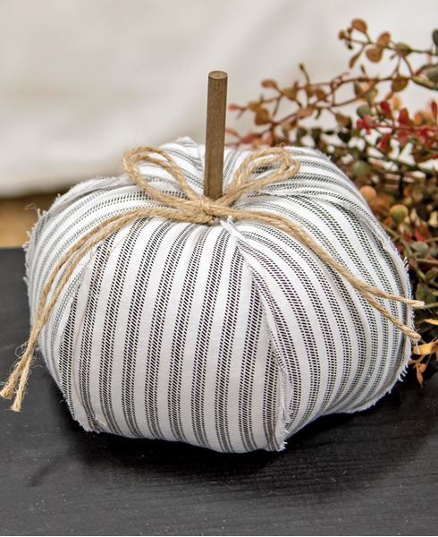 Ticking Stripe Stuffed Pumpkin - FINAL SALE