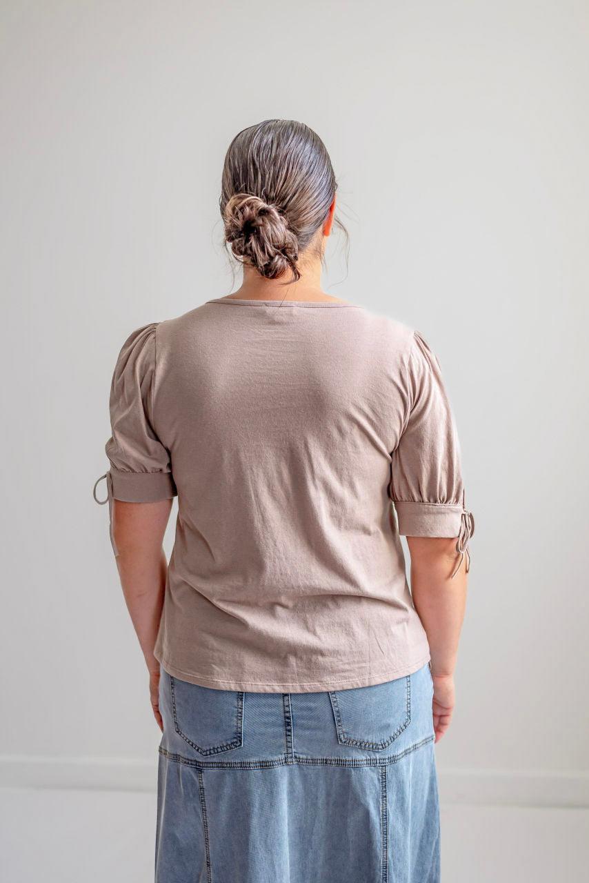 Willa Cotton Knit Top in Taupe - Willa Cotton Knit Top in Taupe - XS - Salt and Honey