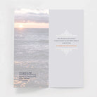 Christian sympathy greeting card with sunset ocean photo and comforting Bible verse