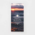 Inspirational greeting card with Isaiah 25:8 verse, ocean sunset background, Salt and Honey