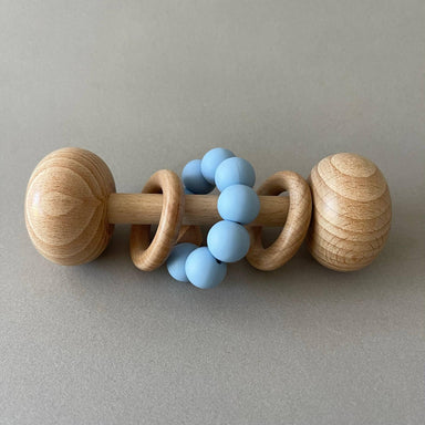 Wooden Rattle Baby Toy in Cloud Blue - Wooden Rattle Baby Toy in Cloud Blue - undefined - Salt and Honey
